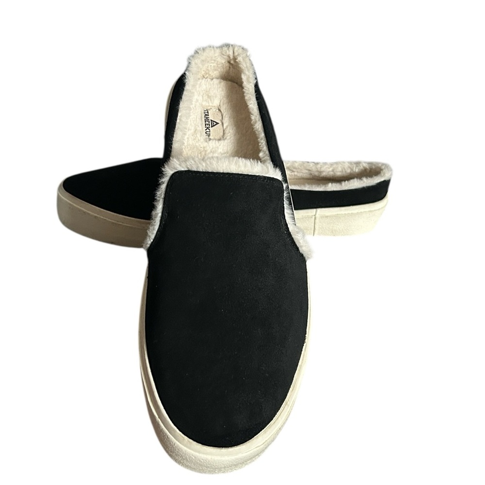 Staheekum Women's Cozy Camp Mules in Black Suede and Faux Fur Lining Size 9 - Picture 11 of 11